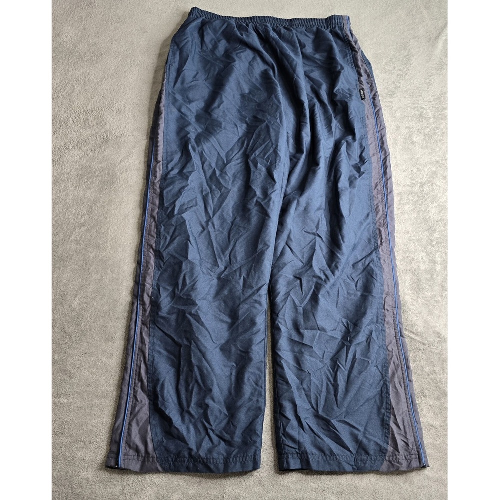 APEX Pants Mens XL Navy Blue Polyester  Windbreaker Y2K Track Baggy 31" Inseam